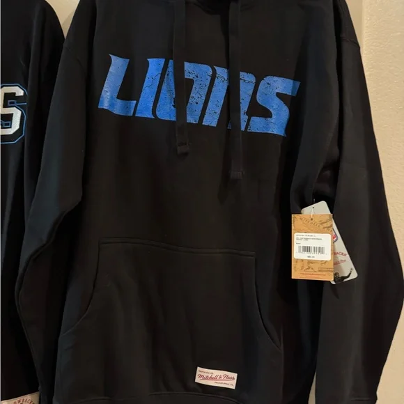 Mitchell & Ness Detroit Lions Black and Blue Hoodie